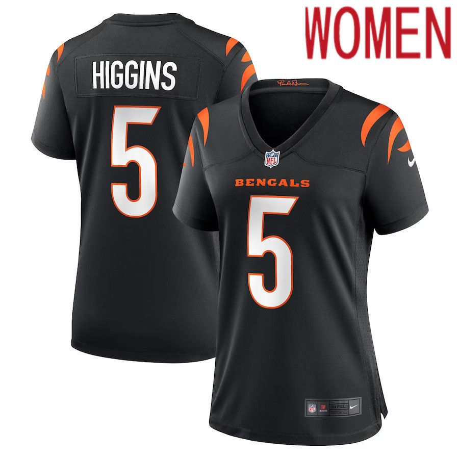 Women Cincinnati Bengals 5 Tee Higgins Nike Black Game Player NFL Jersey
